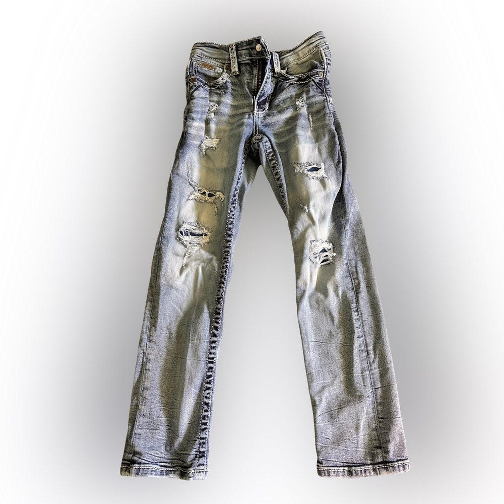 Distressed Buckle Blue Jeans for boys